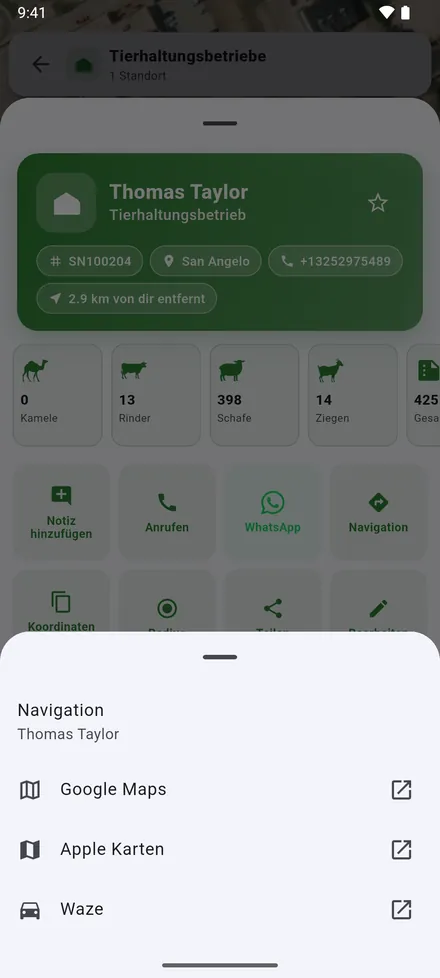 Navigation öffnet den Weg dorthin in der Karten-App Ihrer Wahl.