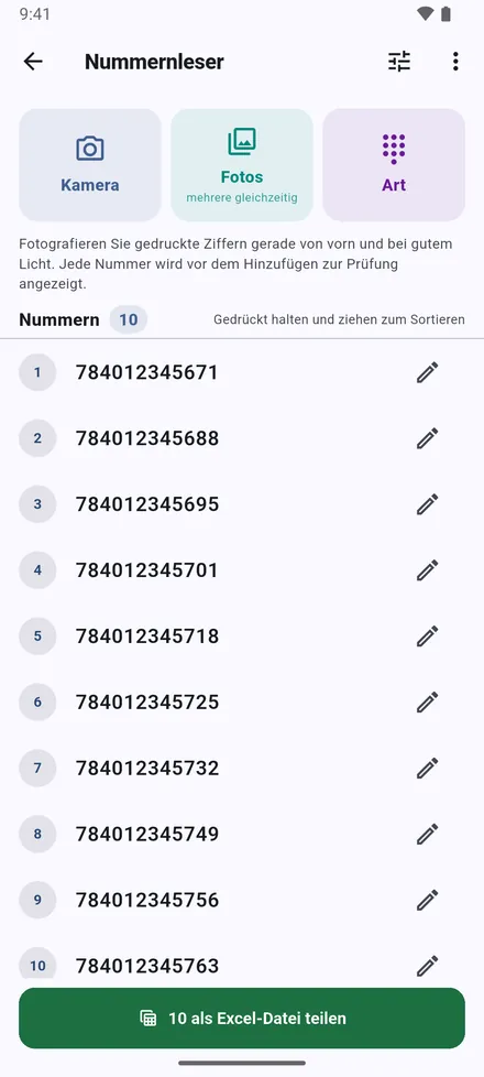 Die Liste lässt sich umsortieren, kopieren oder als Excel-Datei teilen.