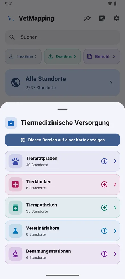 Diesen Bereich auf einer Karte anzeigen zeigt alle Arten des Bereichs auf einer einzigen Karte.