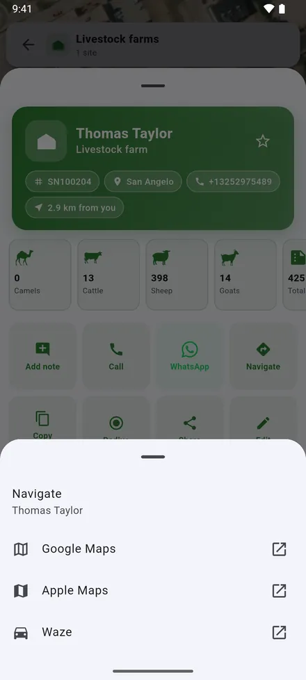 Navigate opens the way there in the maps app you choose.