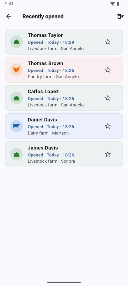 Recently opened: the last 20 sites you opened, with the date and time.