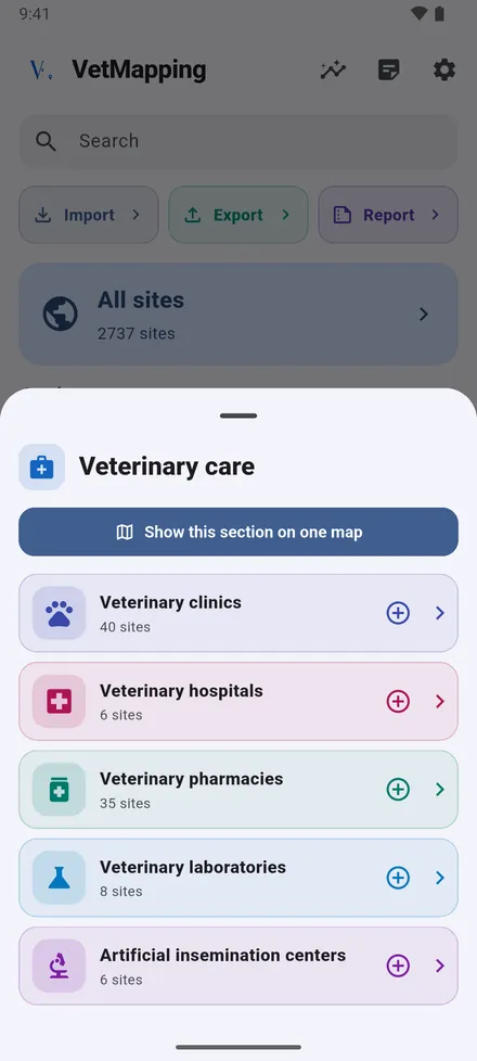 Show this section on one map puts every kind of the section on a single map.