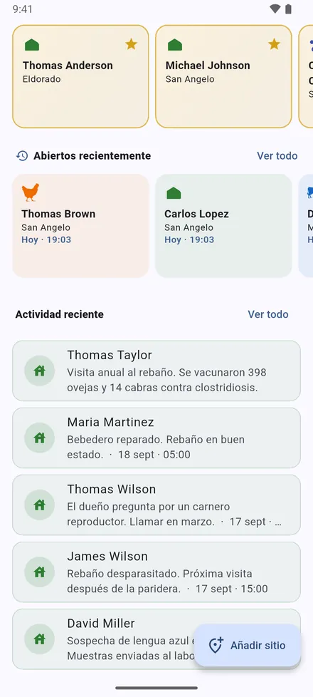 Sus Sitios favoritos, los sitios Abiertos recientemente y Actividad reciente: las notas de visita más recientes.