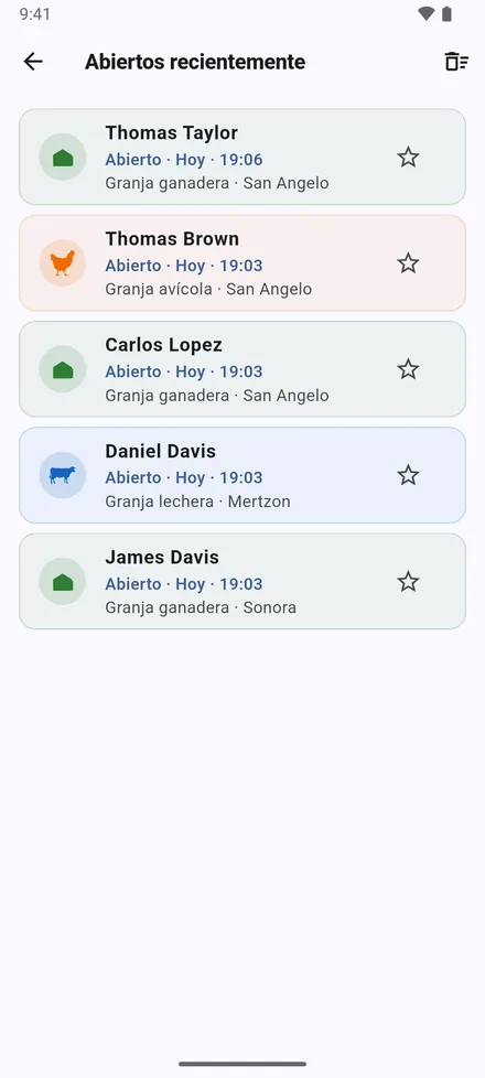 Abiertos recientemente: los últimos 20 sitios que abrió, con fecha y hora.