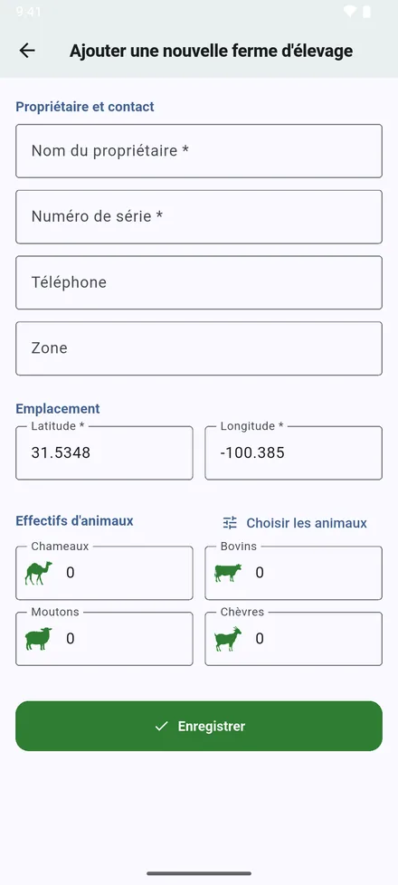 Le formulaire s’ouvre avec les coordonnées déjà remplies. Complétez-le et touchez Enregistrer.