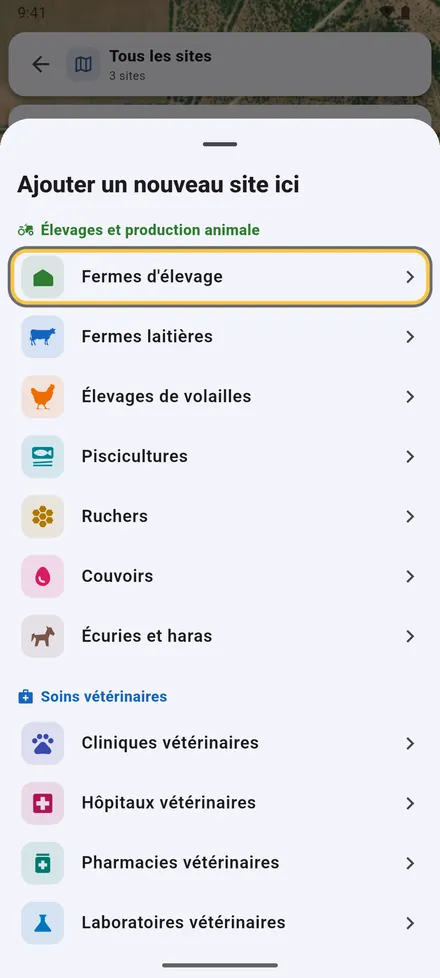 Pour l’ajouter, choisissez le type de site.