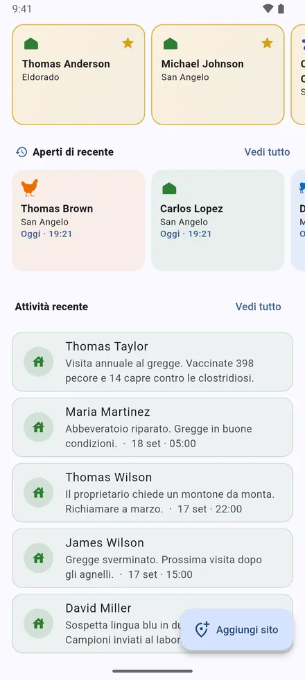 I tuoi Siti preferiti, i siti Aperti di recente e Attività recente: le note di visita più recenti.