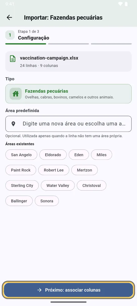 Escolha uma zona para as linhas que não a têm, ou mantenha a de cada linha.